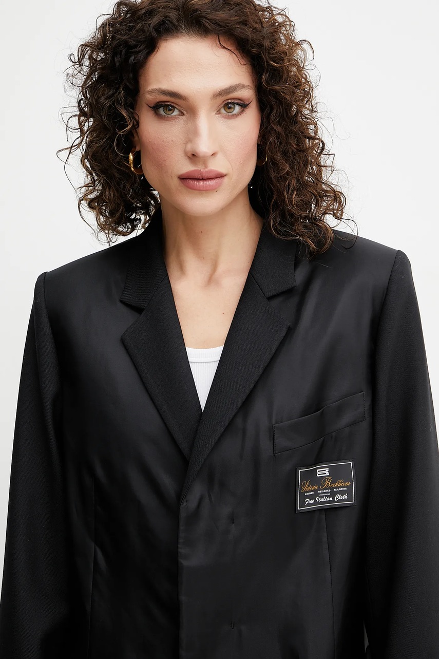 Μπλέιζερ με μίγμα μαλλιού Victoria Beckham χρώμα: μαύρο, 1225WJK006168B φωτογραφία
