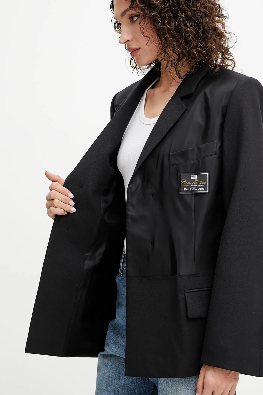 Μπλέιζερ με μίγμα μαλλιού Victoria Beckham χρώμα: μαύρο, 1225WJK006168B φωτογραφία