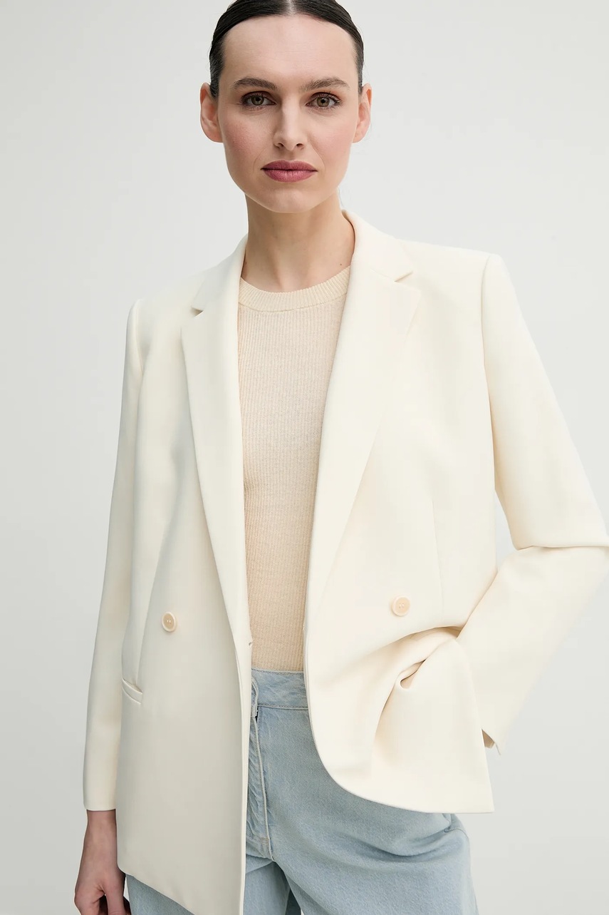 Theory marynarka kolor beżowy oversize gładka P0109115