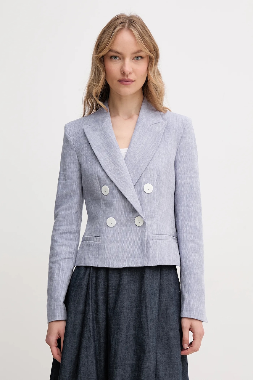 Pedro del Hierro sacou din bumbac cu doua randuri de nasturi, cu imprimeu, 6759162 Pedro del Hierro sacou din bumbac cu doua randuri de nasturi, cu imprimeu, 6759162