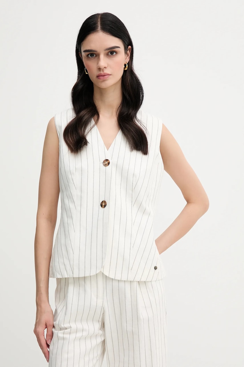 Pedro del Hierro blazer din amestec de in culoarea bej, un singur rand de nasturi, 7319821