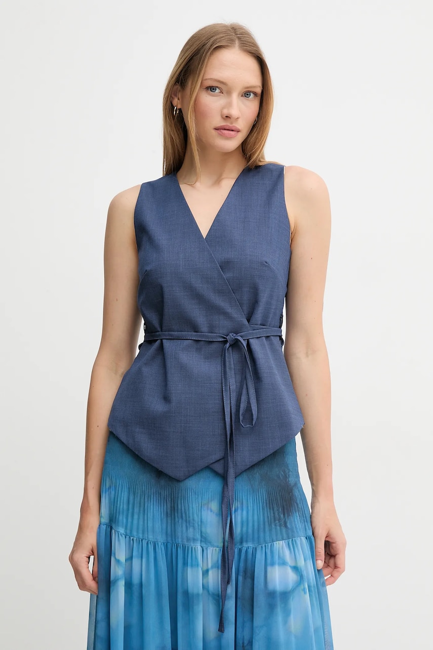 Sandro Ferrone vesta culoarea bleumarin, desfacut, S23XBEBAFATA Sandro Ferrone vesta culoarea bleumarin, desfacut, S23XBEBAFATA