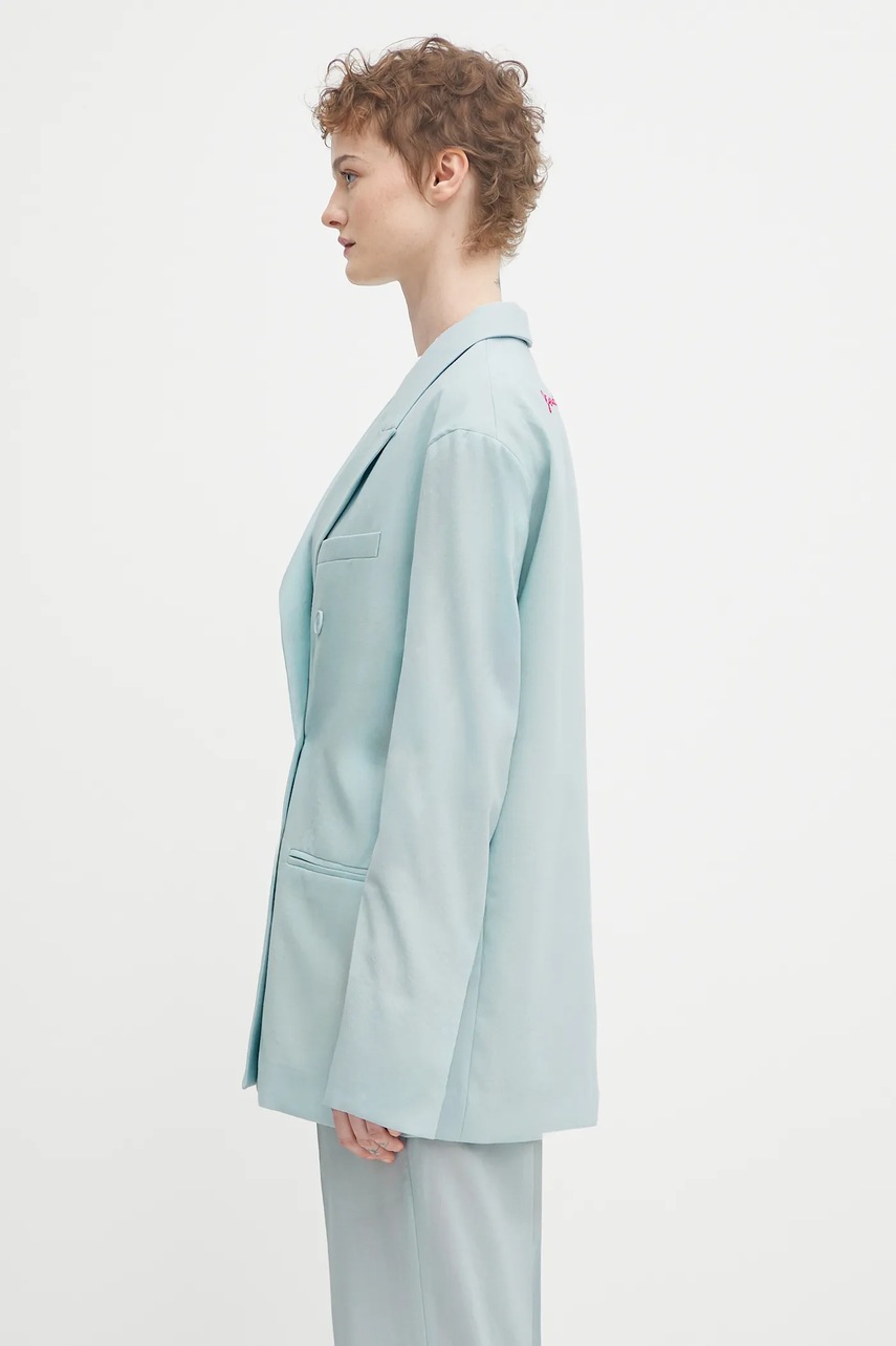 Шерстяной пиджак Fiorucci Double Breasted двубортный однотонный W02SPBDO059WO01BL02