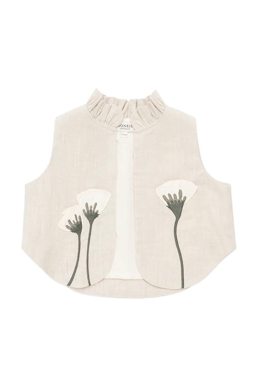 Детская льняная жилетка Donsje Sugy Linen Gilet Poppy цвет бежевый 4098102