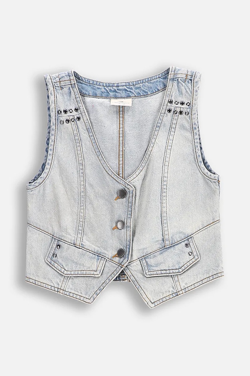 Coccodrillo vestă copii culoarea gri, JEANS COLLECTION GIRL