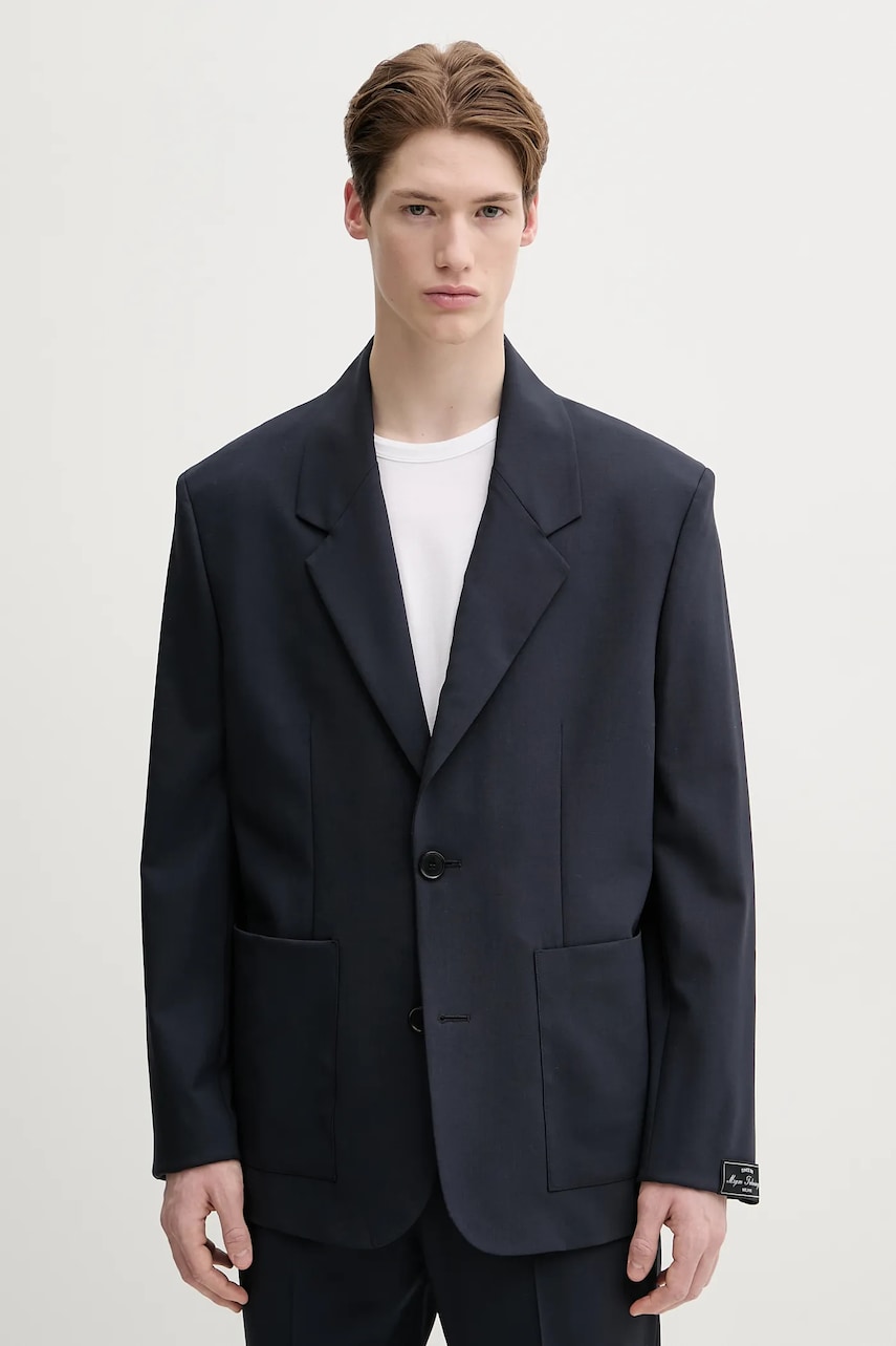 MSGM geaca de lana barbati, culoarea albastru marin, 3840MG03.257127