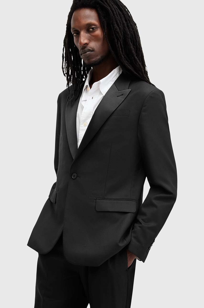 Μπλέιζερ με μίγμα μαλλιού AllSaints TISBURY χρώμα: μαύρο, M029QB φωτογραφία
