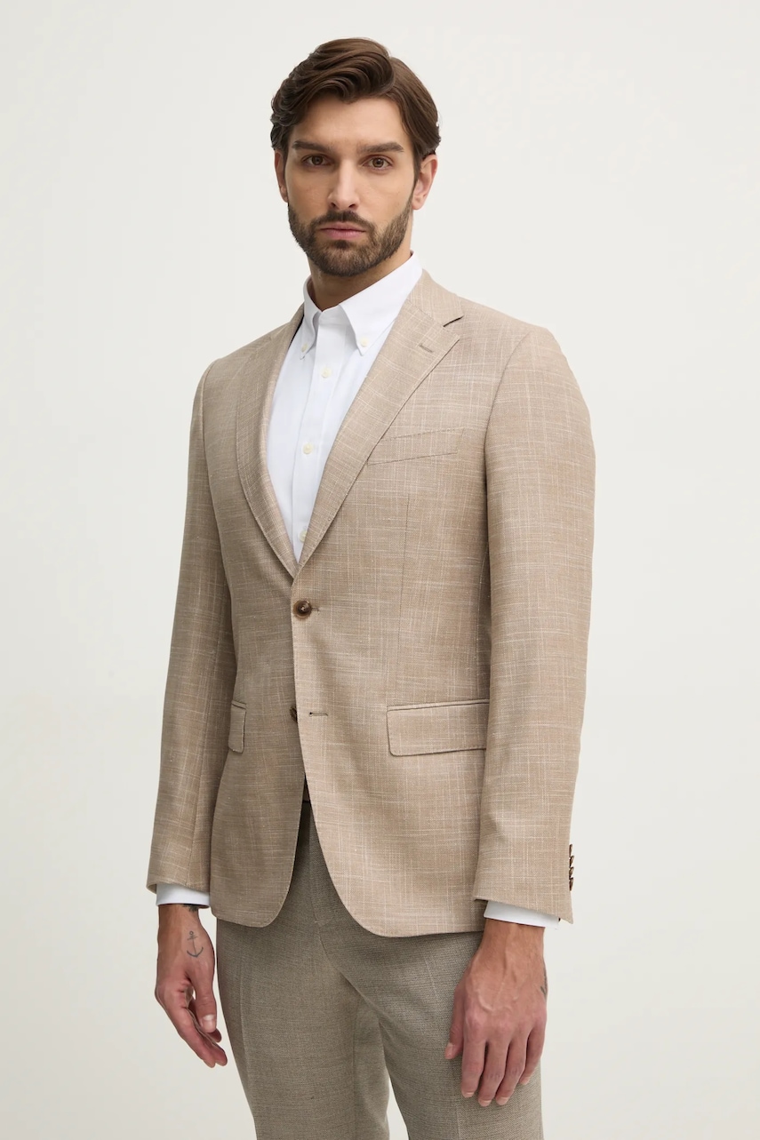 BOSS marynarka wełniana kolor beżowy 50539804