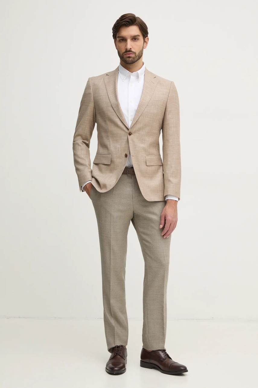 Шерстяной пиджак BOSS цвет бежевый 50539804 Шерстяной пиджак BOSS цвет бежевый 50539804