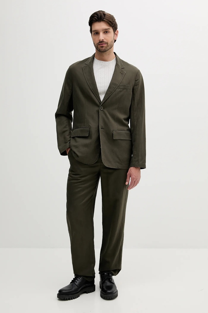 Пиджак с примесью льна Armani Exchange цвет зелёный XM000654 AF13180