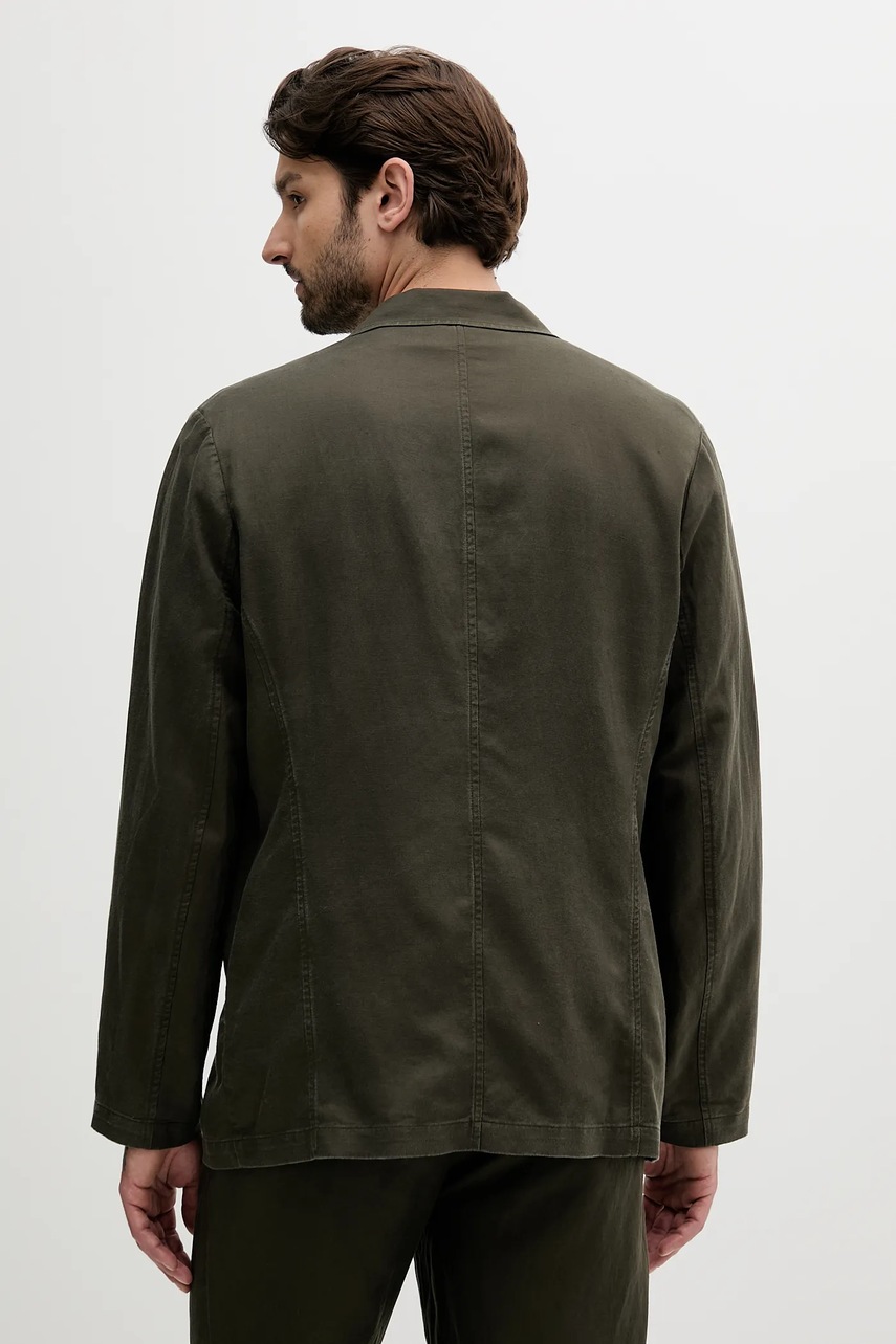 Armani Exchange blézer vászonkeverékből zöld, XM000654 AF13180 termék 2. képe