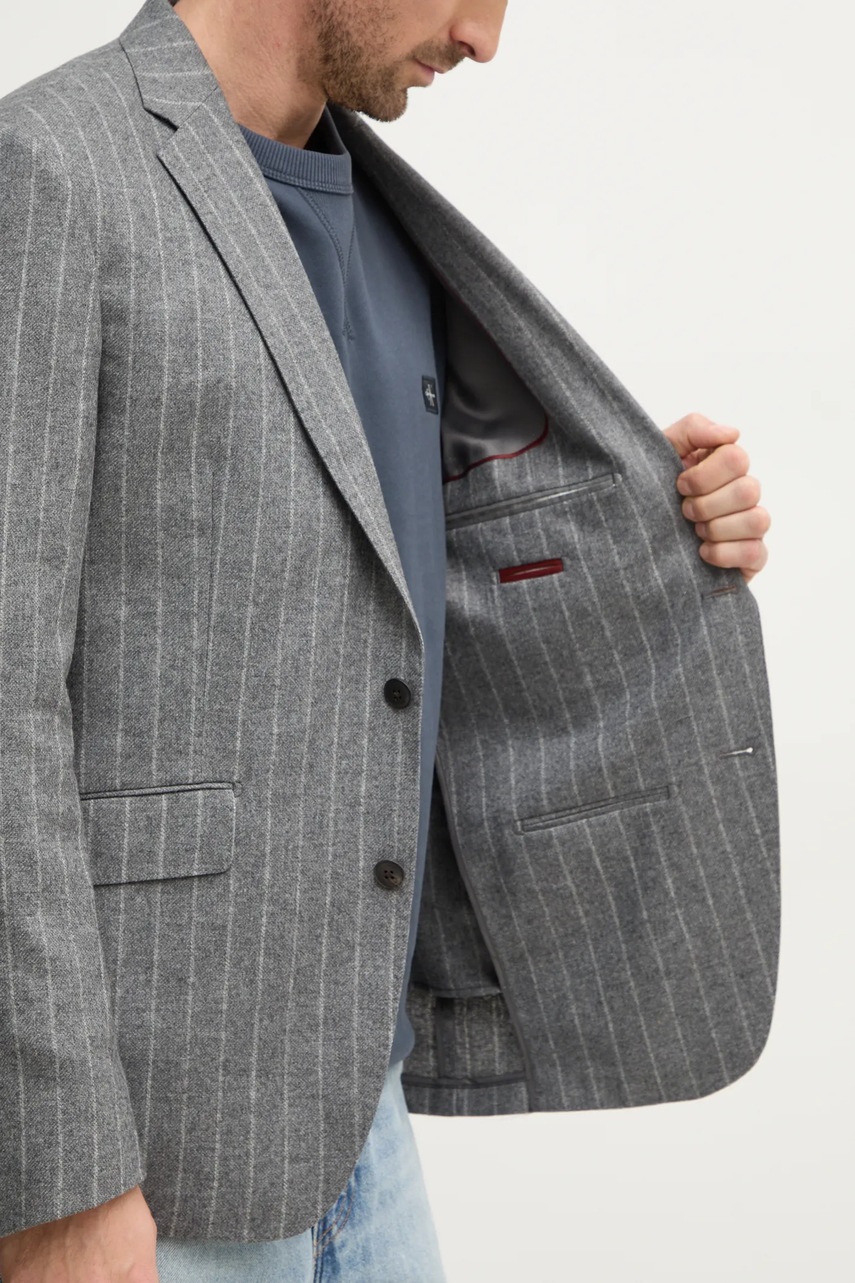 Σακάκι Hackett London χρώμα: γκρι, HM470563R φωτογραφία