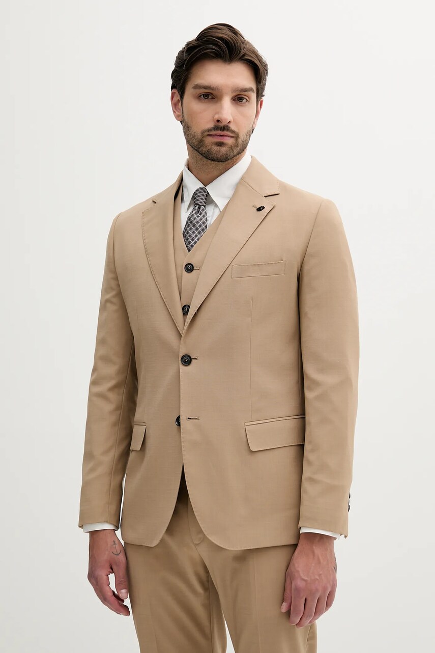 Levně Blazer s příměsí vlny Liu Jo pánský, béžová barva, QA5084 T3991