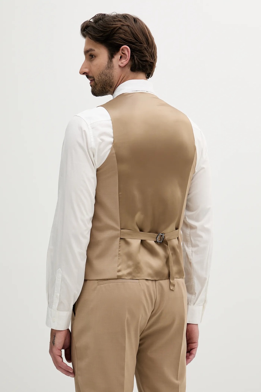 Γιλέκο από μείγμα μαλλιού Liu Jo ανδρικό, χρώμα: μπεζ, QA5088 T3991 φωτογραφία