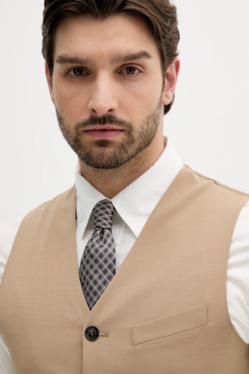 Γιλέκο από μείγμα μαλλιού Liu Jo ανδρικό, χρώμα: μπεζ, QA5088 T3991 φωτογραφία