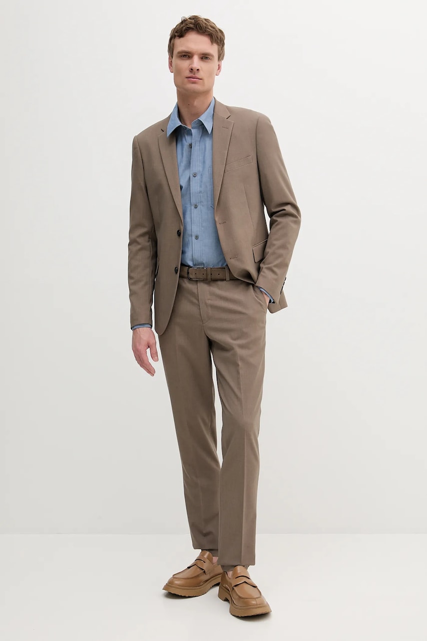 Lindbergh costum bărbați, culoarea bej, uni, 30-61040