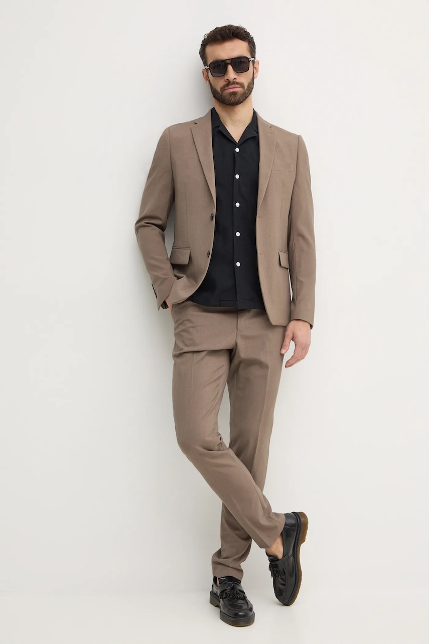 Lindbergh costum barbati, culoarea bej, neted, 30-61040