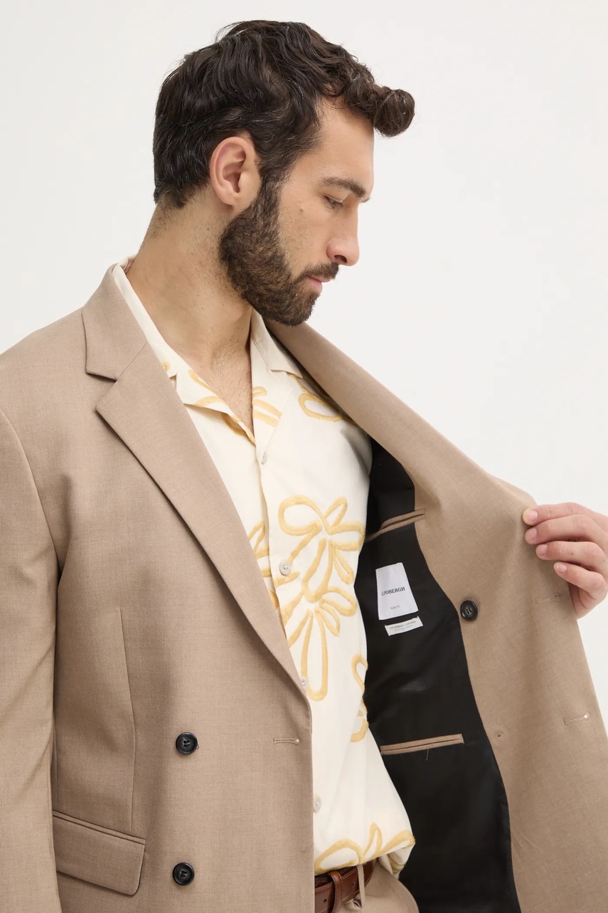 Κοστούμι Lindbergh χρώμα: μπεζ, 30-61040DB φωτογραφία