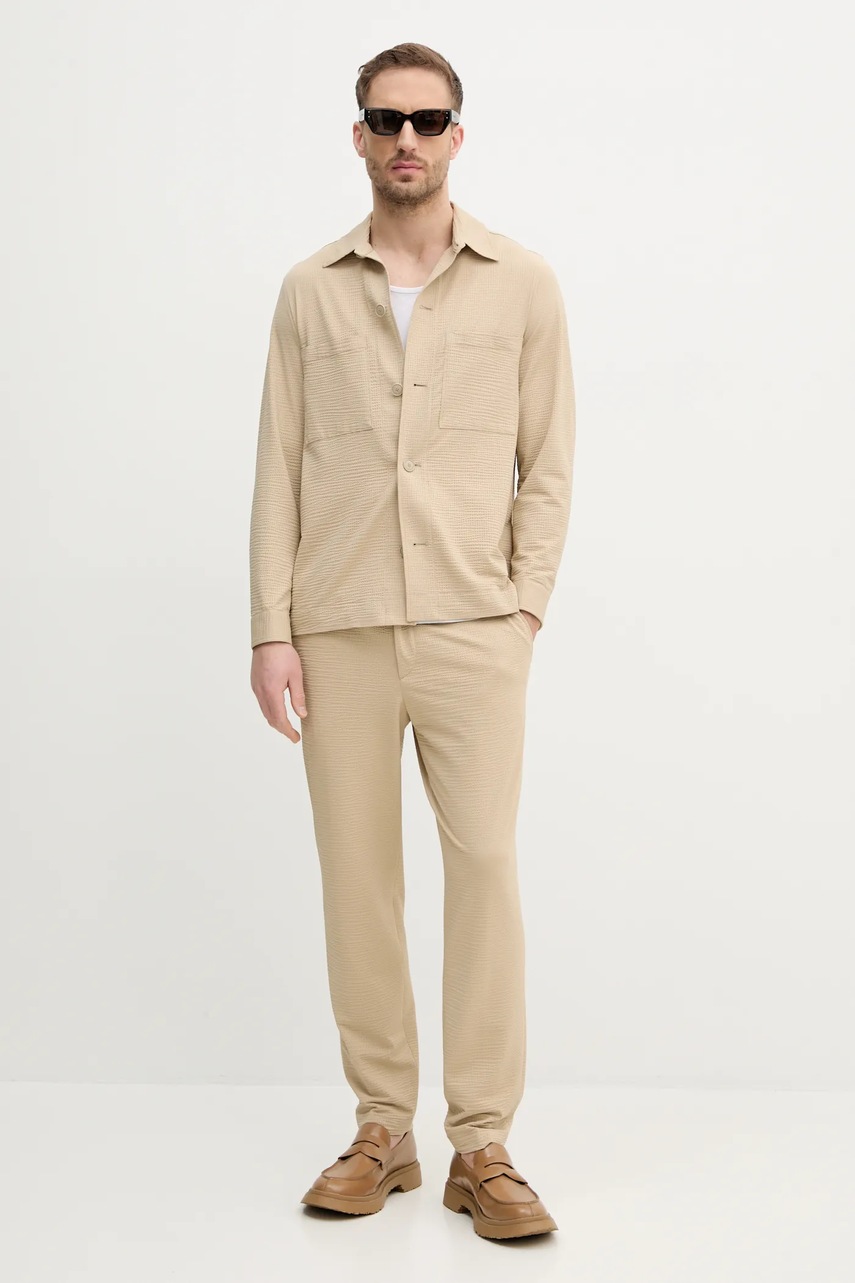 Рубашка BOSS мужская цвет бежевый regular классический воротник 50540695