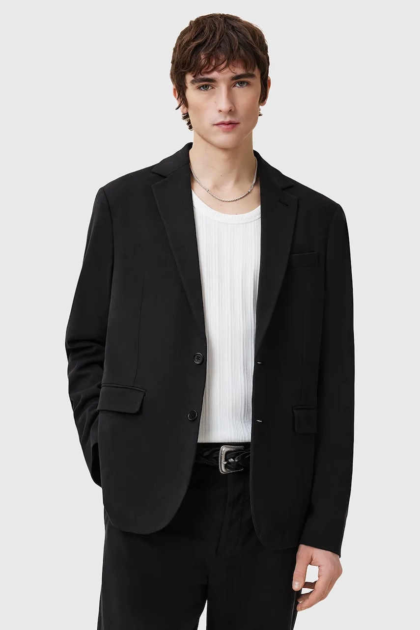 AllSaints sacou BAY barbati, culoarea negru, M017QC