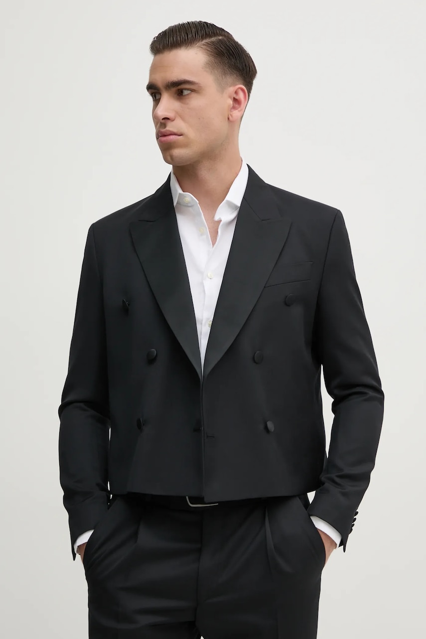 Karl Lagerfeld geaca de lana KL STUDIO barbati, culoarea negru, 552055.155423