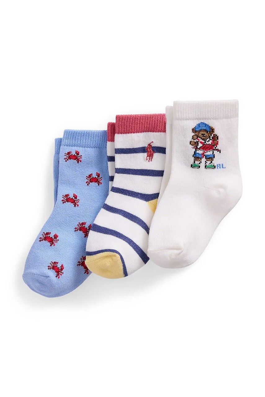 Levně Dětské ponožky Polo Ralph Lauren 3-pack modrá barva, 441969087001