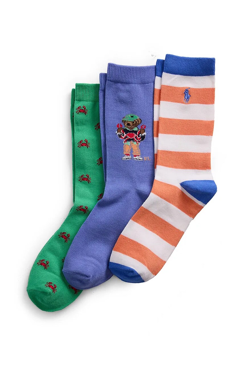 Levně Dětské ponožky Polo Ralph Lauren 3-pack modrá barva, 444969087001