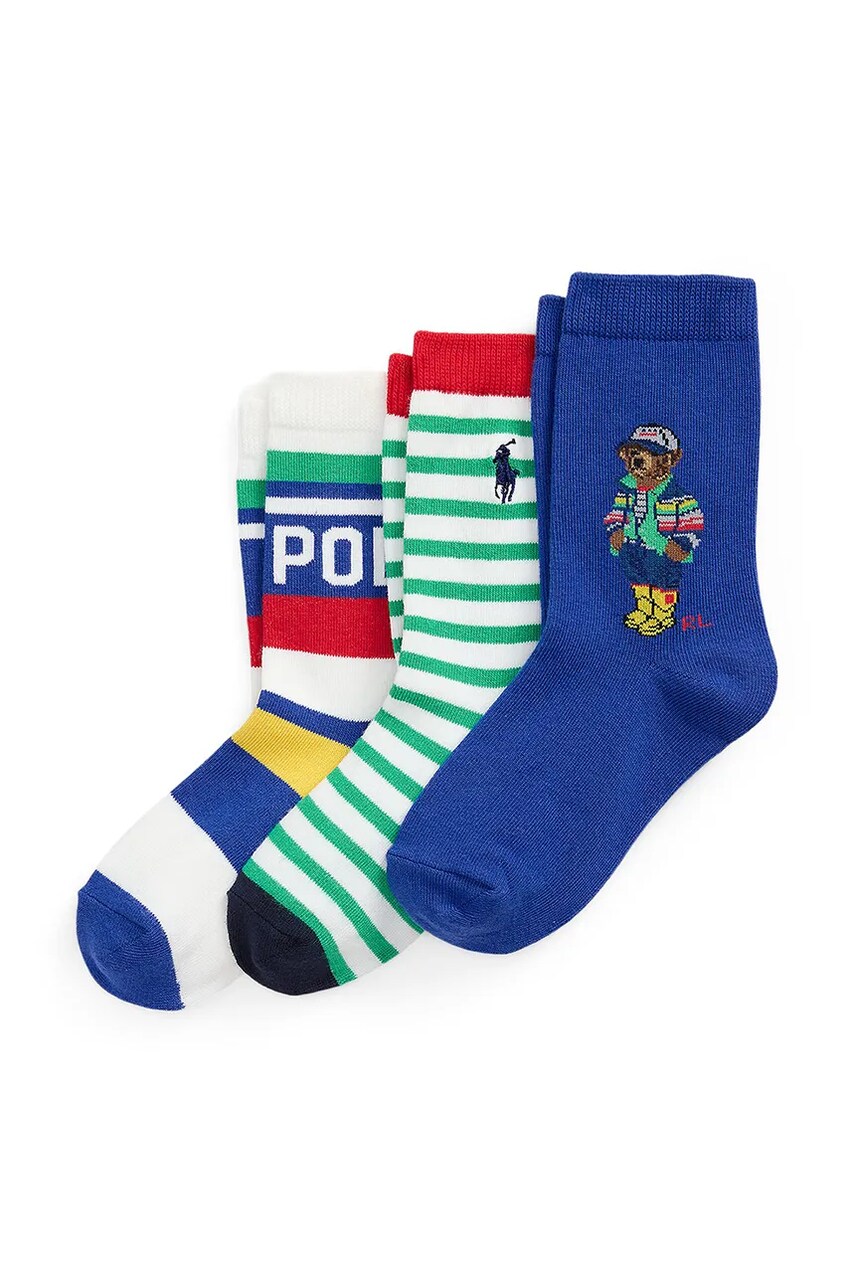 Levně Dětské ponožky Polo Ralph Lauren 3-pack modrá barva, 442969088001