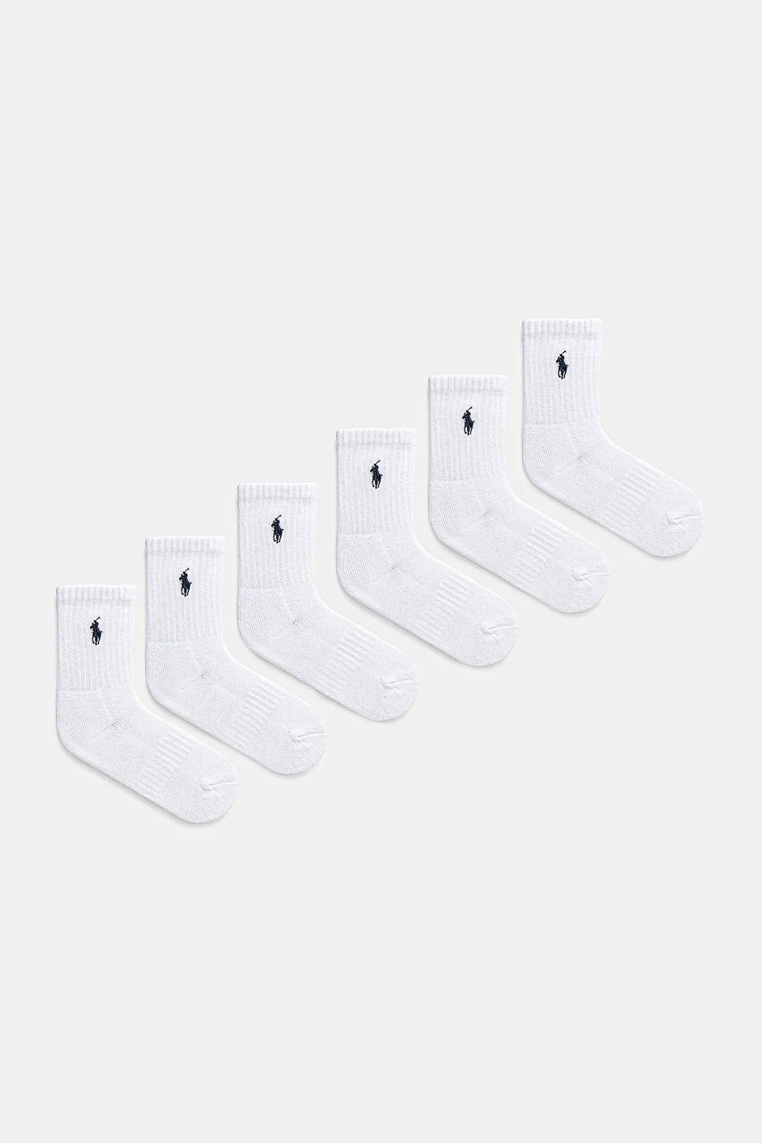 Levně Dětské ponožky Polo Ralph Lauren 6-pack bílá barva, 443974056001
