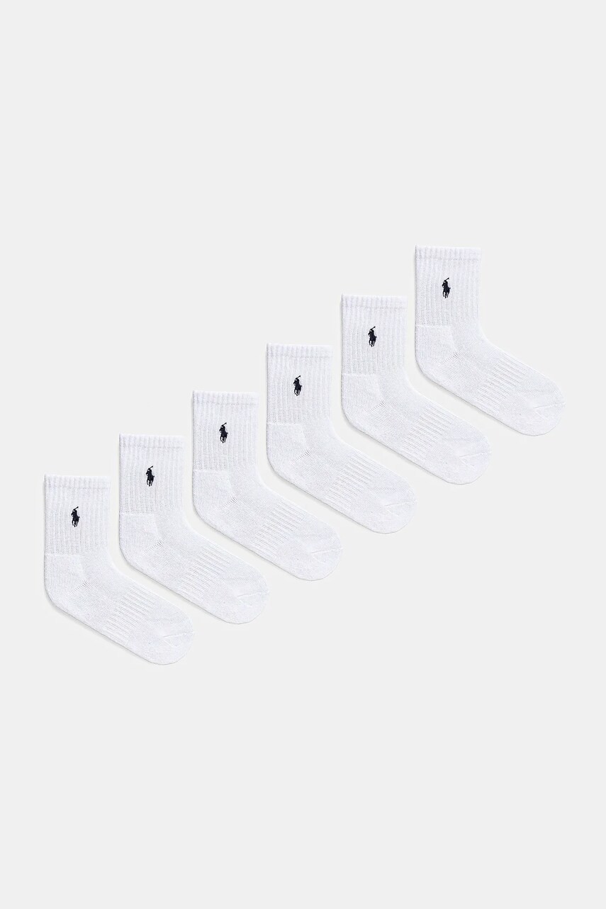 Levně Dětské ponožky Polo Ralph Lauren 6-pack bílá barva, 442974056001