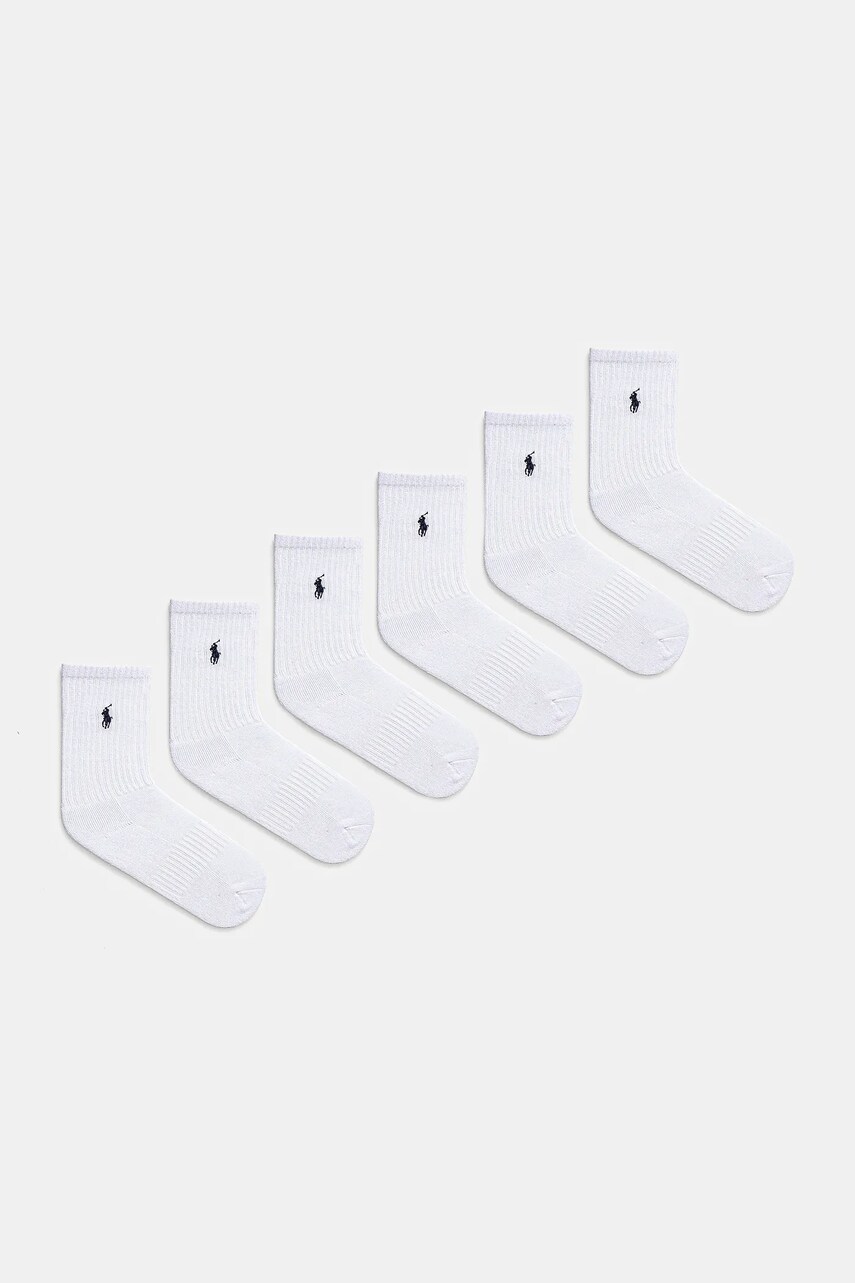 Levně Dětské ponožky Polo Ralph Lauren 6-pack bílá barva, 444974056001