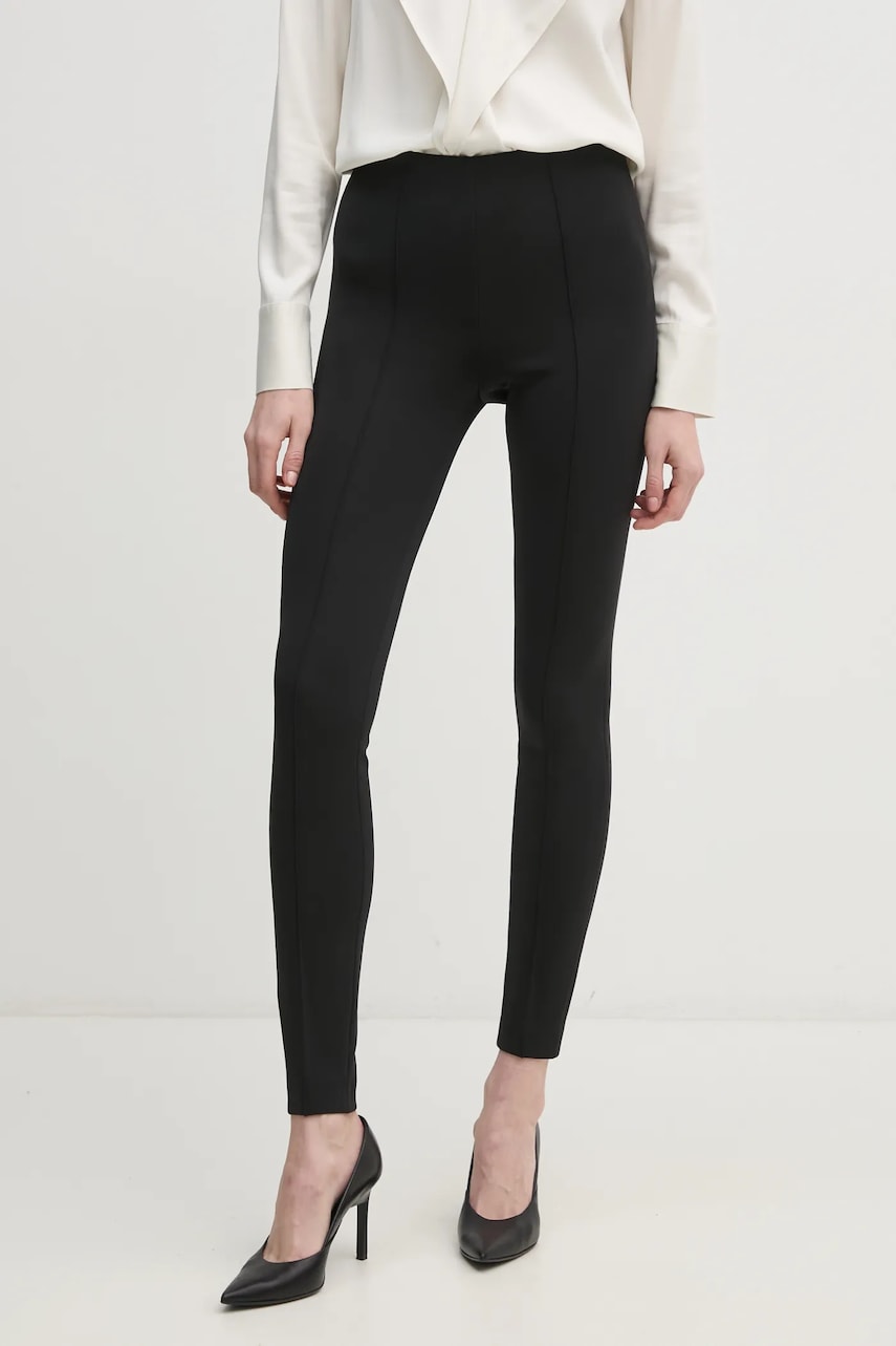 Levně Kalhoty Calvin Klein dámské, černá barva, přiléhavé, high waist, K20K208071