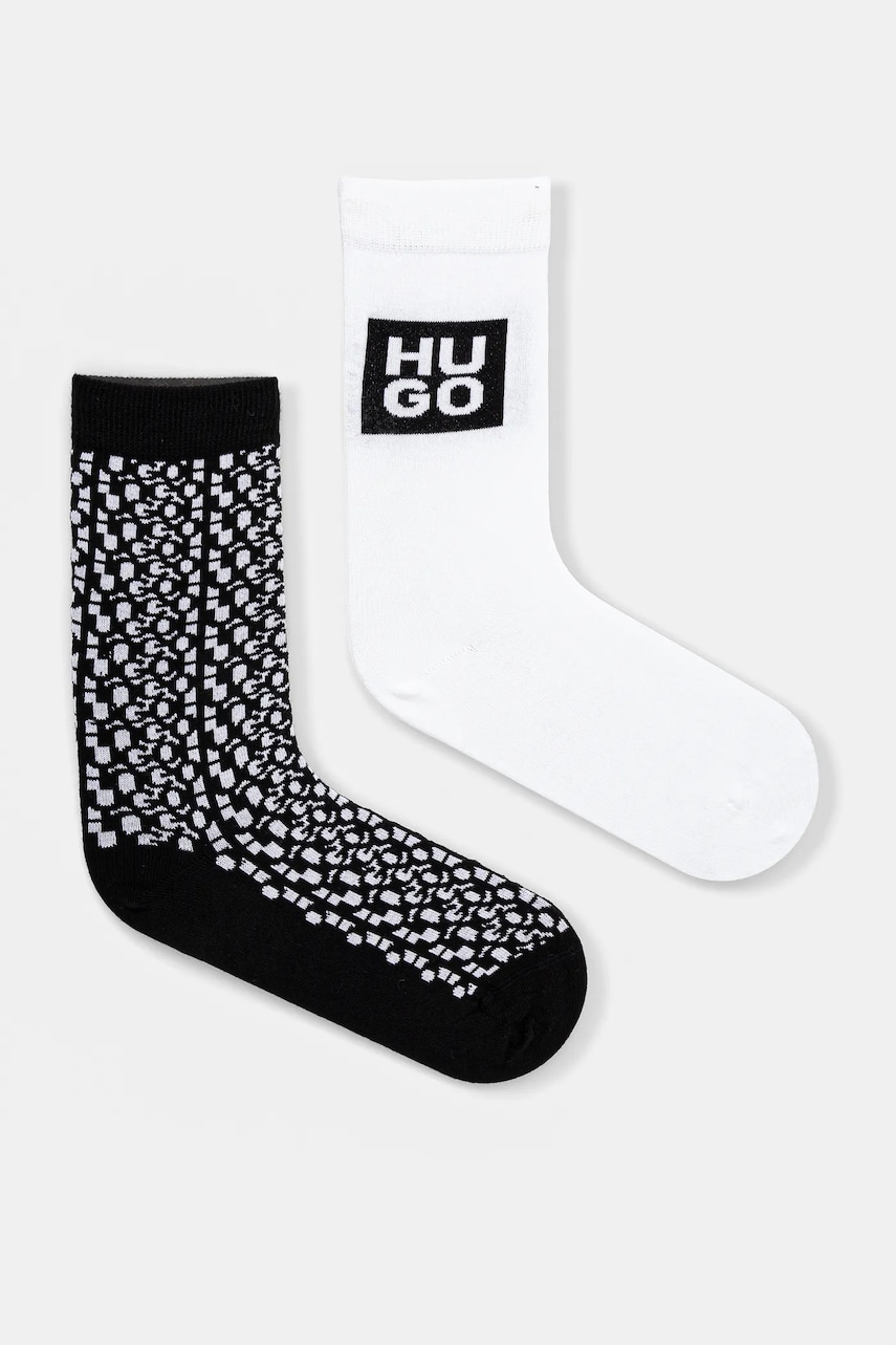 Levně Ponožky HUGO 2-pack dámské, černá barva, 50531223