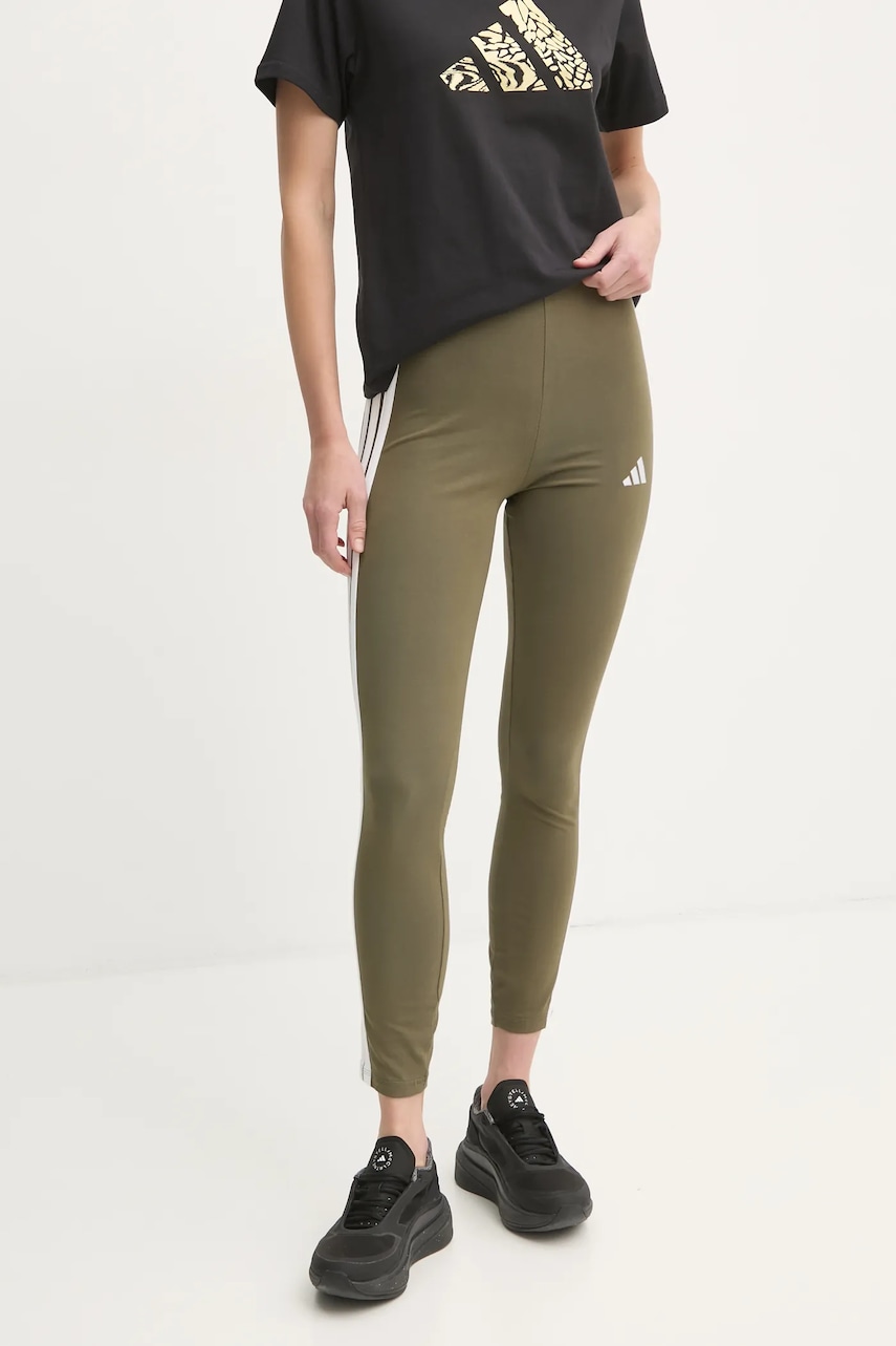 adidas colanti Essentials femei, culoarea verde, cu imprimeu, JC5574 adidas colanti Essentials femei, culoarea verde, cu imprimeu, JC5574