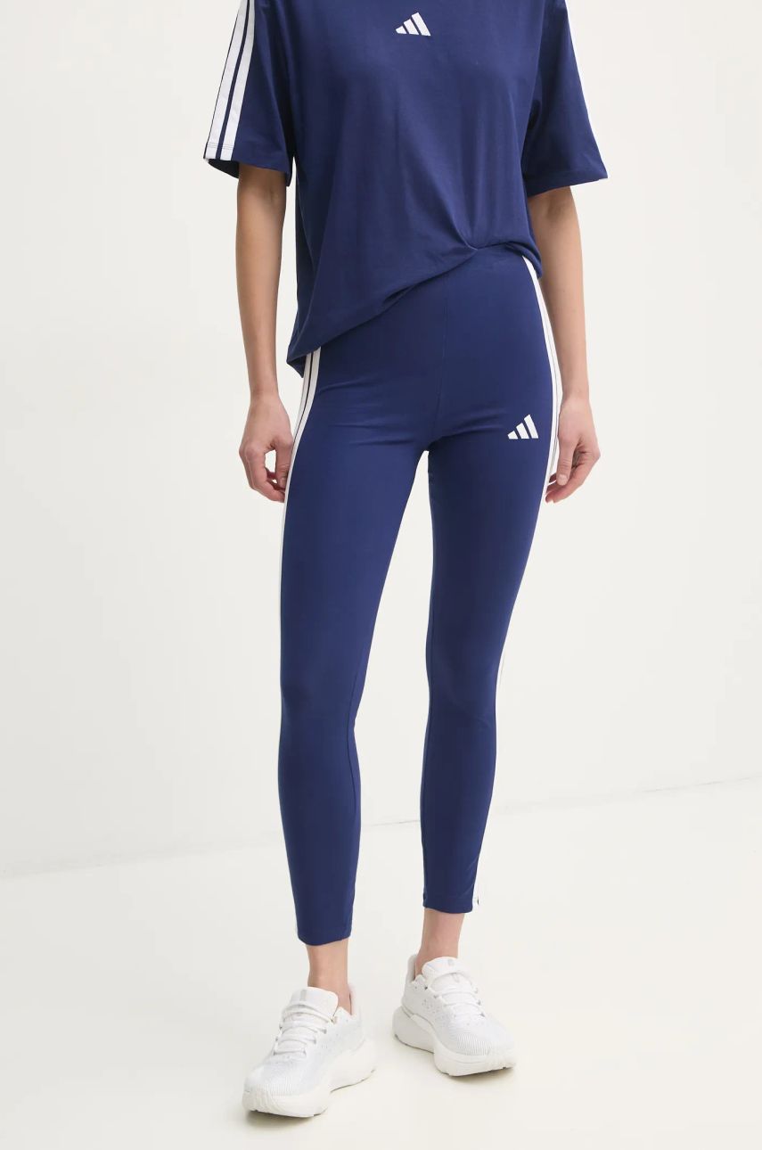 adidas colanti Essentials femei, culoarea albastru marin, cu imprimeu, JE0067