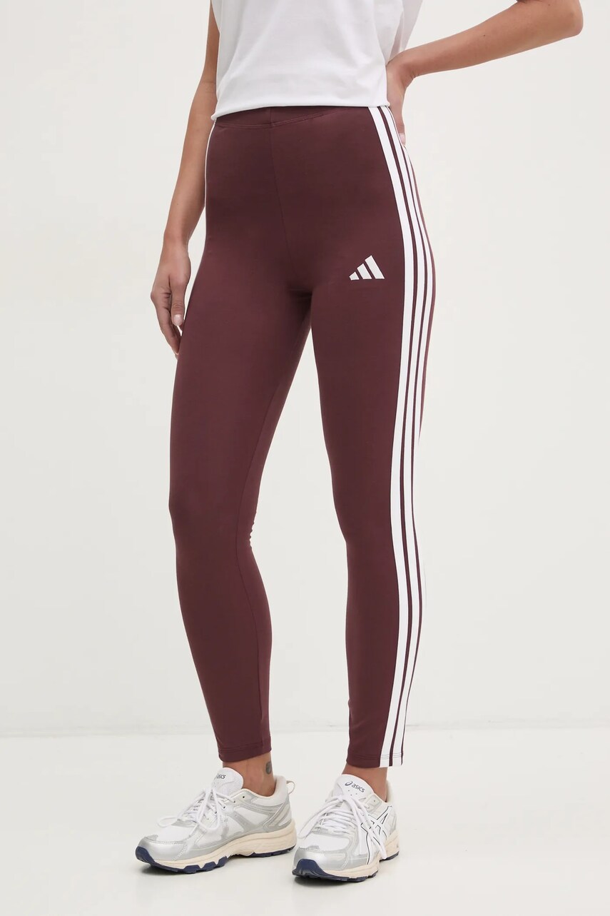 adidas colanți Essentials femei, culoarea bordo, cu imprimeu, JC5575