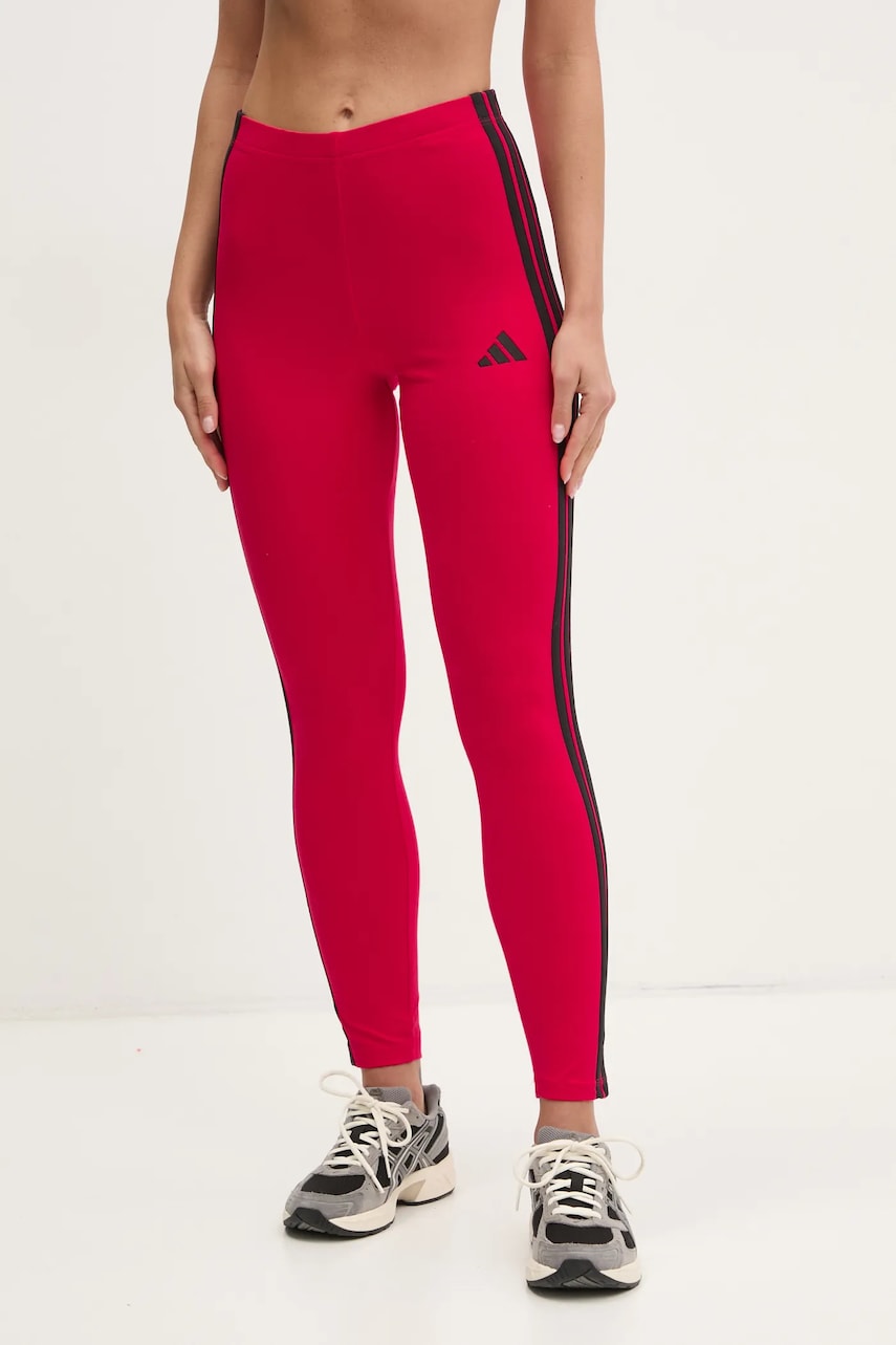adidas colanti Essentials femei, culoarea rosu, cu imprimeu, JE0078 adidas colanti Essentials femei, culoarea rosu, cu imprimeu, JE0078