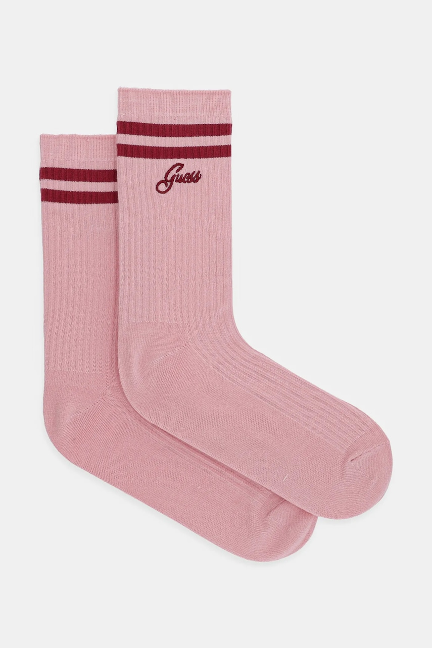 Levně Ponožky Guess COLLEGE dámské, růžová barva, V5RZ04 Z3LH0