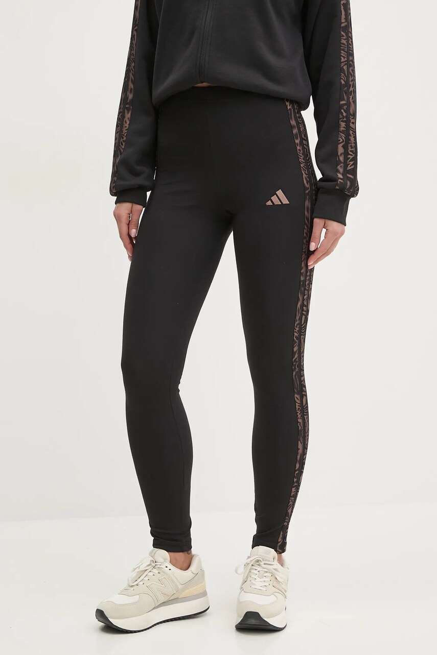 adidas colanti Essentials Animal femei, culoarea negru, cu imprimeu, JM5891