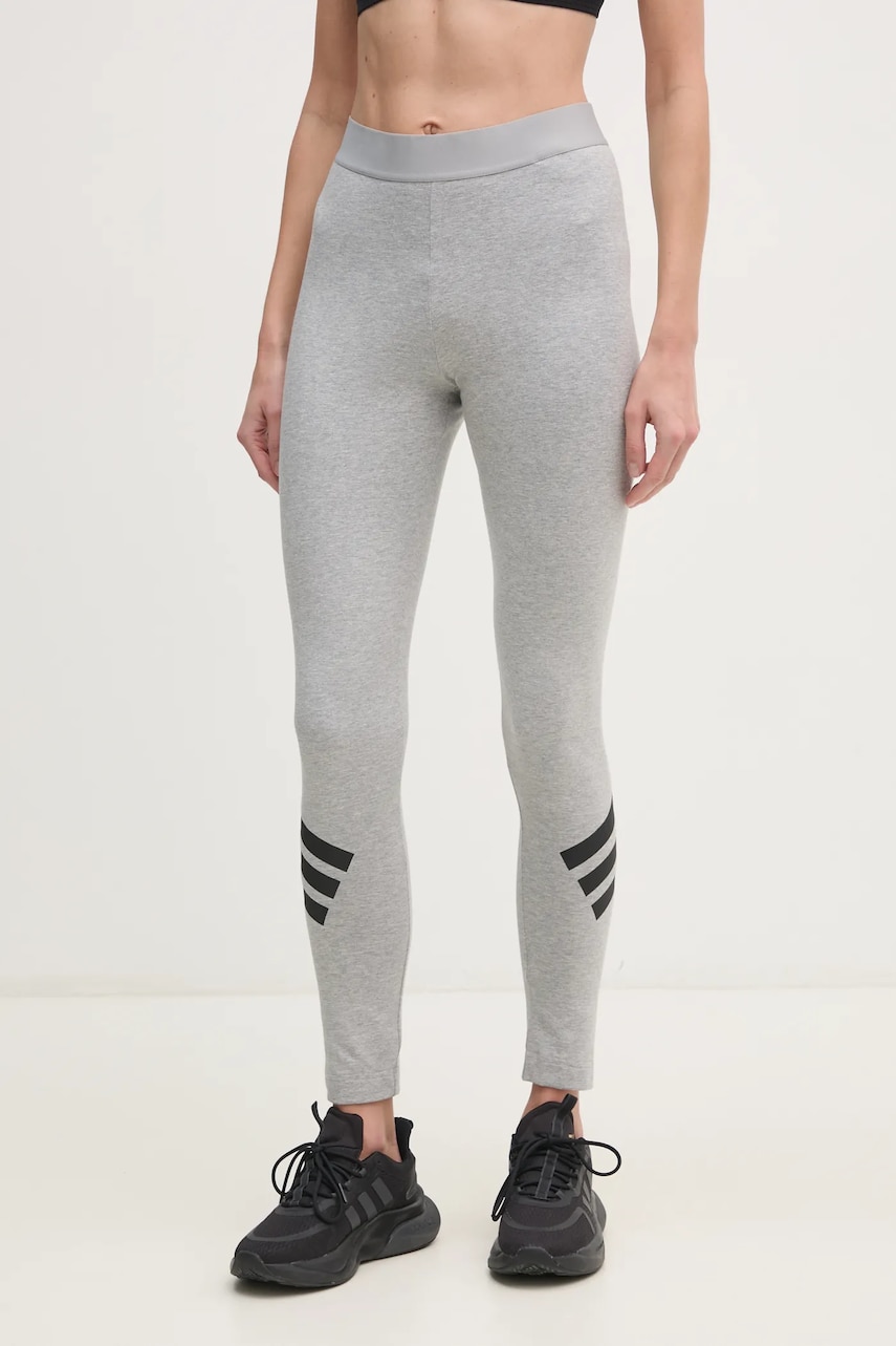 adidas colanti Future Icons femei, culoarea gri, cu imprimeu, JE0219 adidas colanti Future Icons femei, culoarea gri, cu imprimeu, JE0219