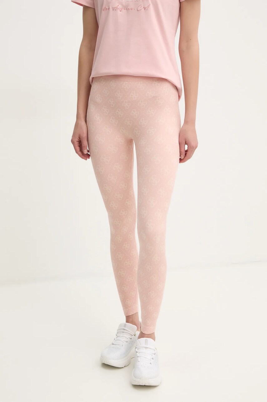 Levně Legíny Guess RHOMBUS dámské, oranžová barva, vzorované, V5RB04 Z3LF0