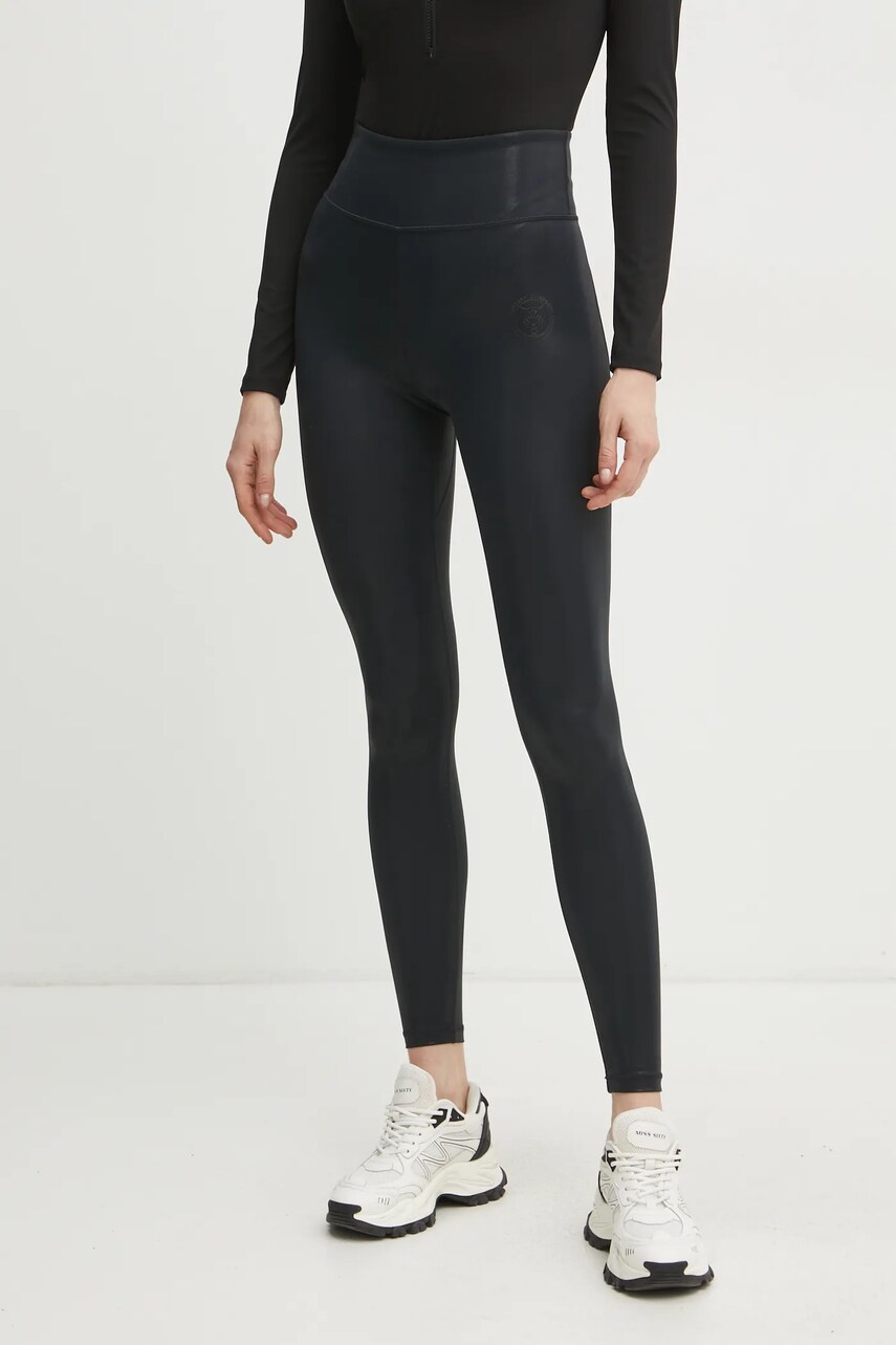PLEIN SPORT colanti femei, culoarea negru, neted, SAEC WJT2029 STE003N