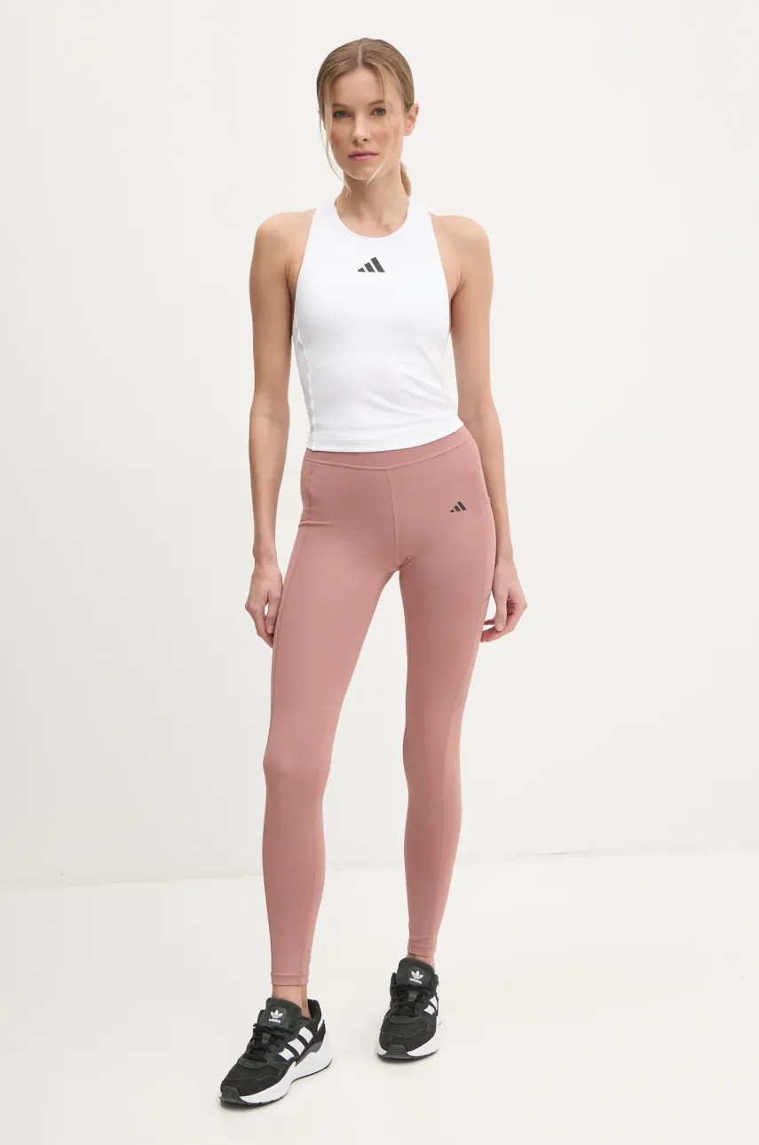 Тренировочные леггинсы adidas Performance Optime цвет розовый однотонные JI8379 Тренировочные леггинсы adidas Performance Optime цвет розовый однотонные JI8379