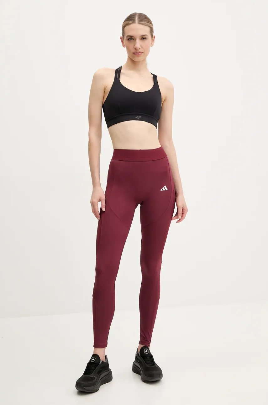 Тренировочные леггинсы adidas Performance Hyperglam цвет бордовый с принтом JE8821 Тренировочные леггинсы adidas Performance Hyperglam цвет бордовый с принтом JE8821