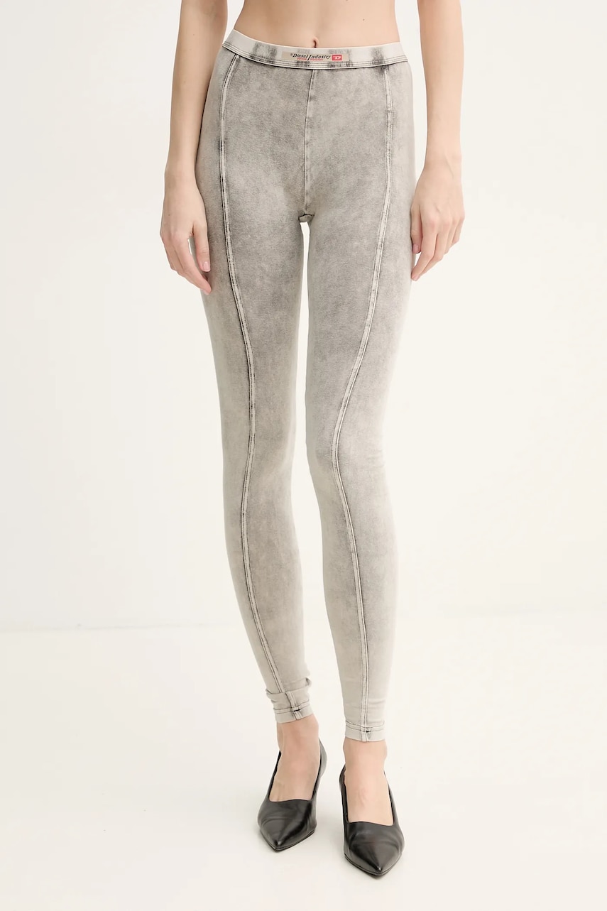 Diesel leggings ATHENA-DNM TROUSERS femei, culoarea gri, melanj, A17571.0SHAN Diesel leggings ATHENA-DNM TROUSERS femei, culoarea gri, melanj, A17571.0SHAN