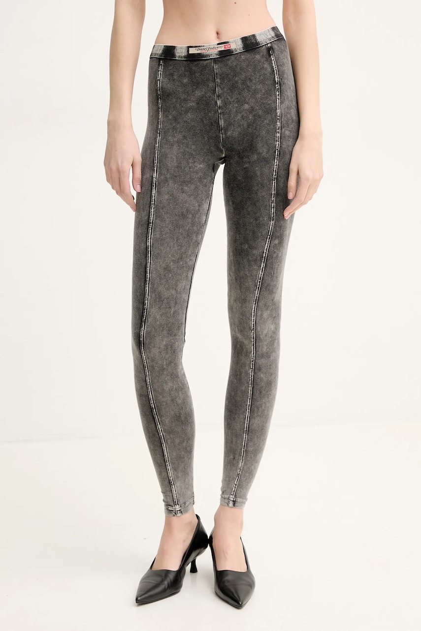 Diesel leggings ATHENA-DNM TROUSERS femei, culoarea gri, melanj, A17571.0SHAN Diesel leggings ATHENA-DNM TROUSERS femei, culoarea gri, melanj, A17571.0SHAN