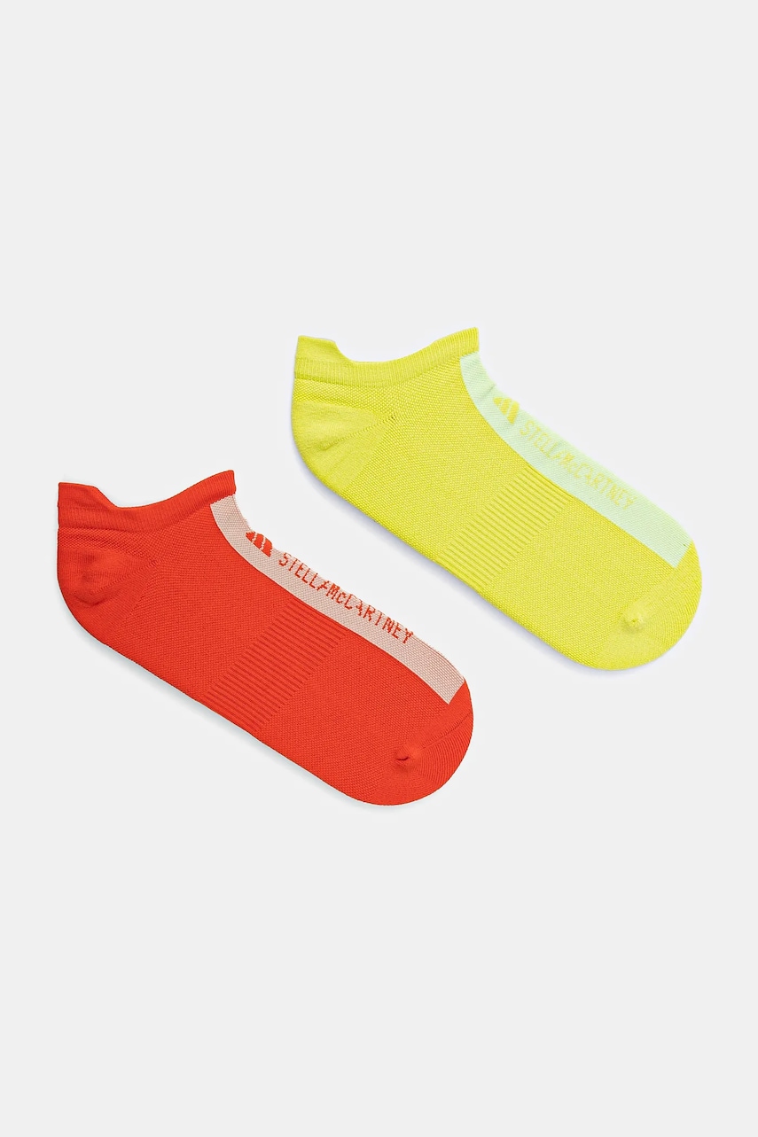 adidas by Stella McCartney sosete 2-pack femei, culoarea verde, JN4860 adidas by Stella McCartney sosete 2-pack femei, culoarea verde, JN4860