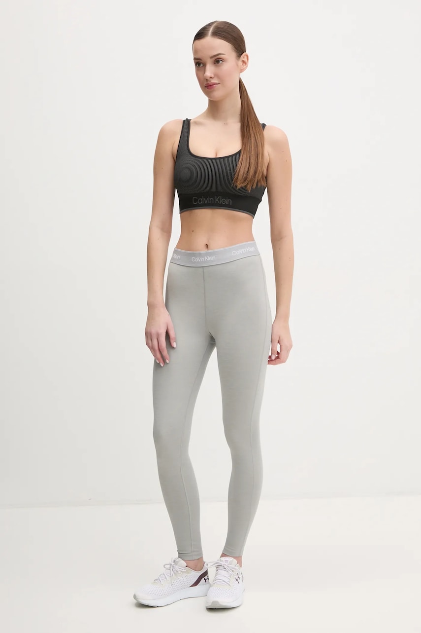Тренировочные леггинсы Calvin Klein Performance цвет серый с принтом LVGWS5L609 Тренировочные леггинсы Calvin Klein Performance цвет серый с принтом LVGWS5L609