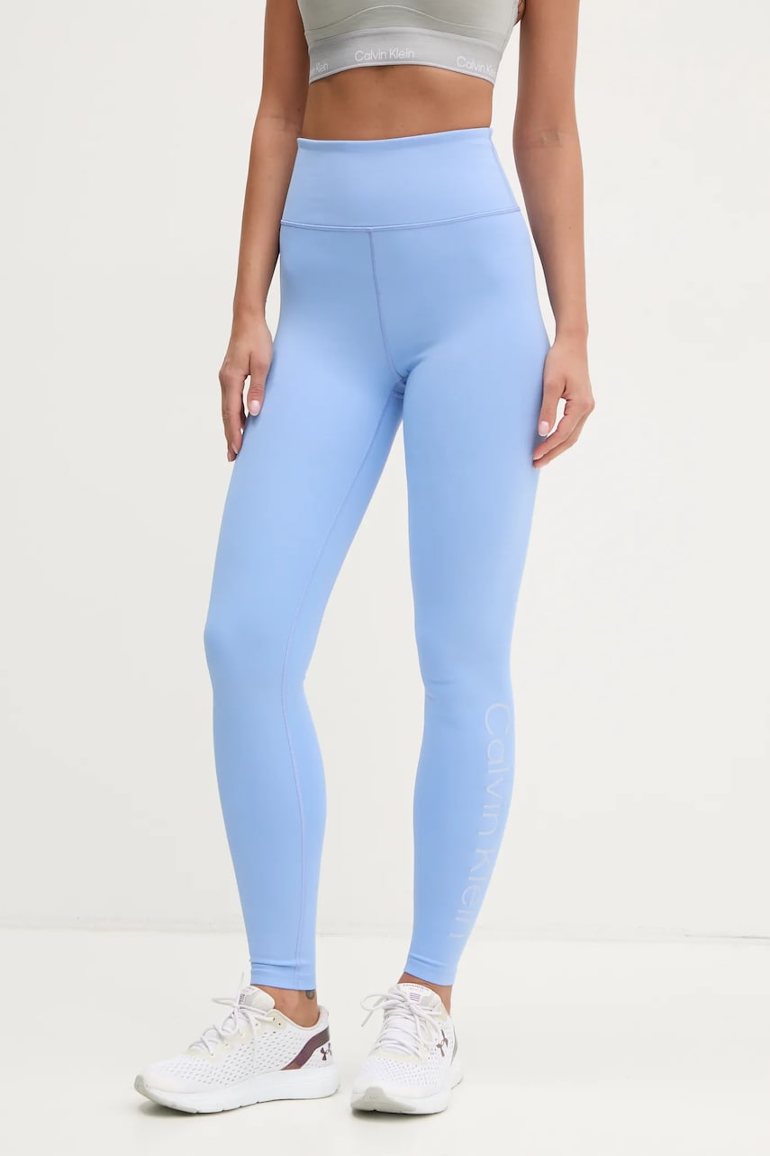 Levně Tréninkové legíny Calvin Klein Performance modrá barva, hladké, LVGWS5L612