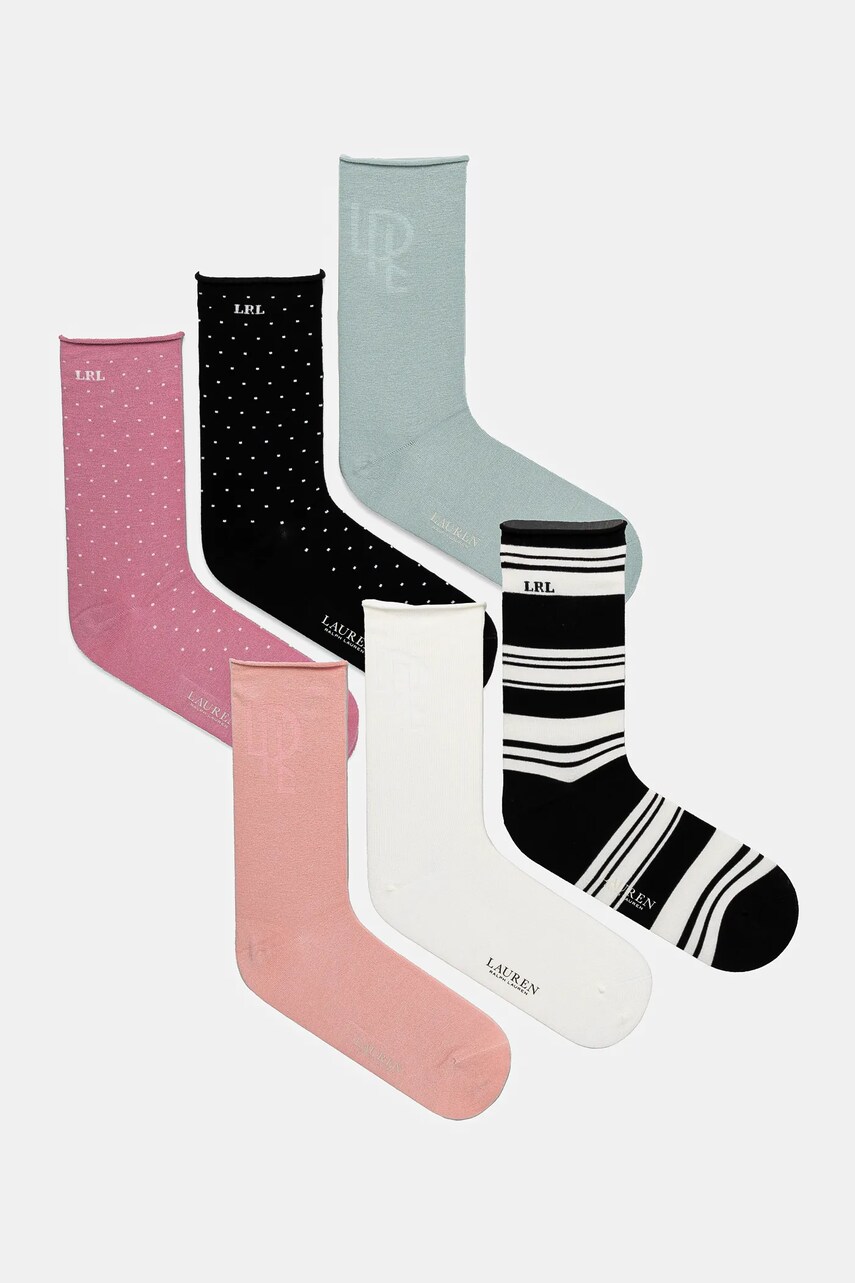 Levně Ponožky Lauren Ralph Lauren 6-pack dámské, růžová barva, 454972823